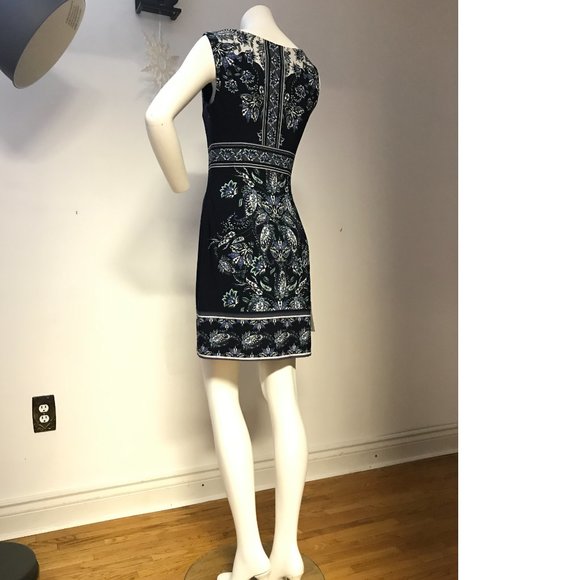 Le Chateau blue Paisley floral ethnic Ukrainian Polish Slavic bodycon dress NWT - Picture 5 of 7